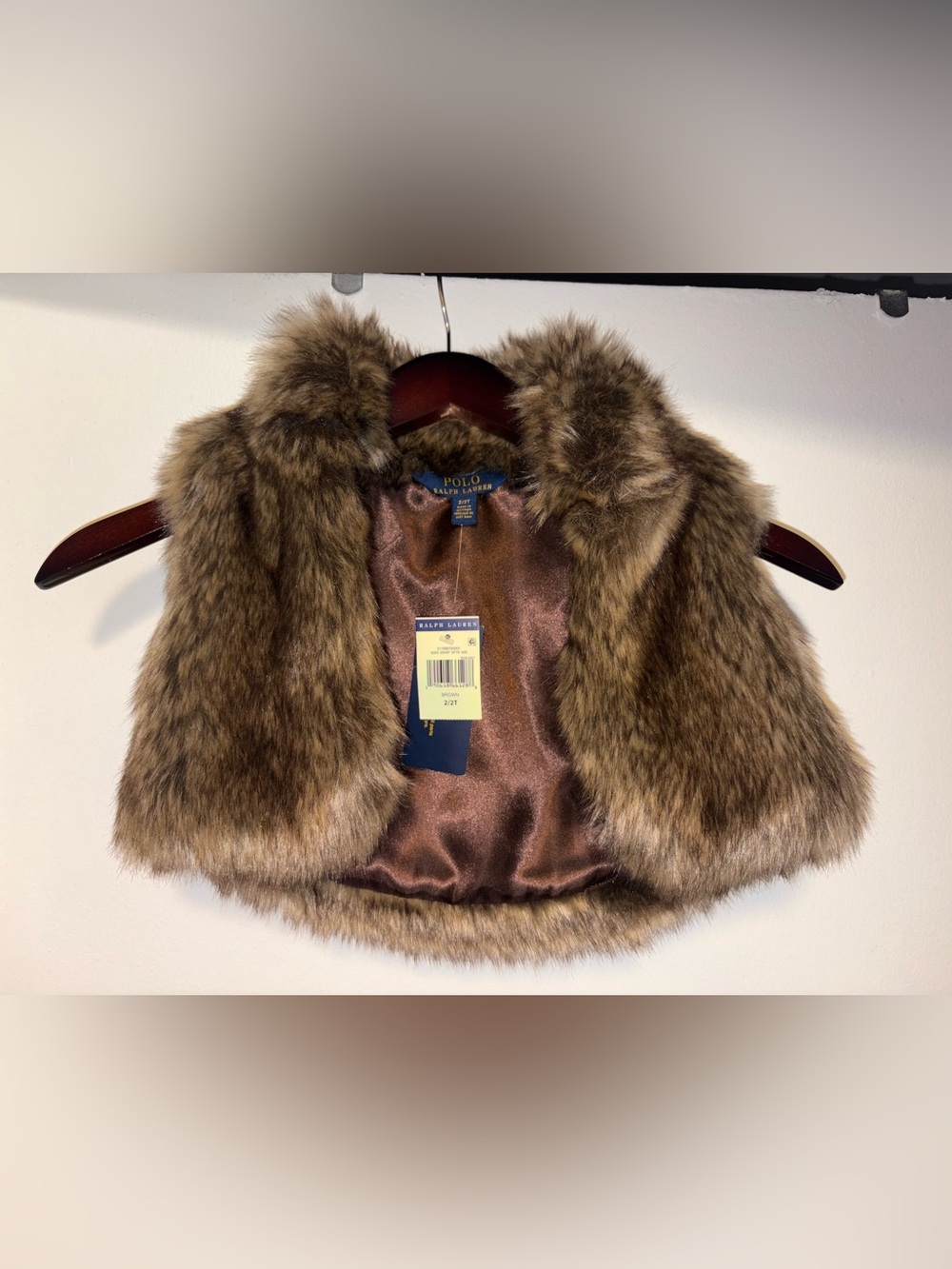Ralph Lauren Brown Faux Fur Vest Toddler 2T Unisex